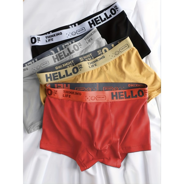 4st herr bomull Andas stretch boxer underkläder black gray red dark gray S(46)