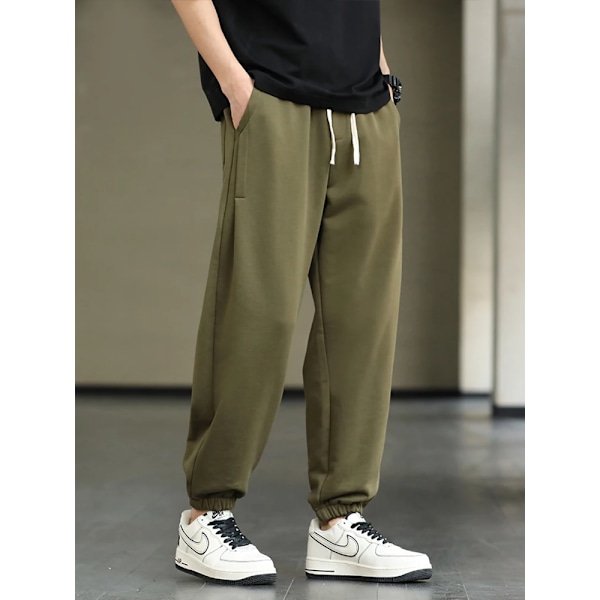 2023 Nye Mænd Jogger Bukser Mode Snørebånd Streetwear Casual Baggy Bukser Herre Bomuld Løs Harem Bukser Plus Størrelse 8Xl army green 5XL