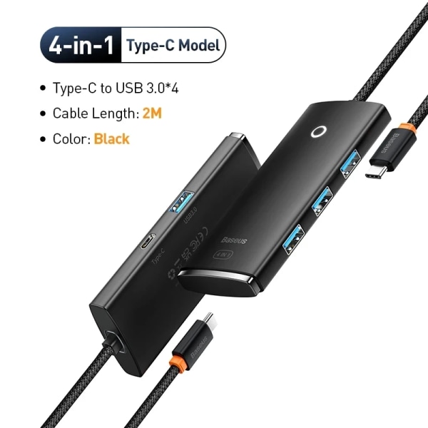 Bas192.- HUB USB 3.0 av typ C, med 6 portar, kompatibel HDMI, adapter 4K @ 30Hz, station 6 000 S6 för PC, tillbehör information 4 in 1 Type C 2m B CHINA