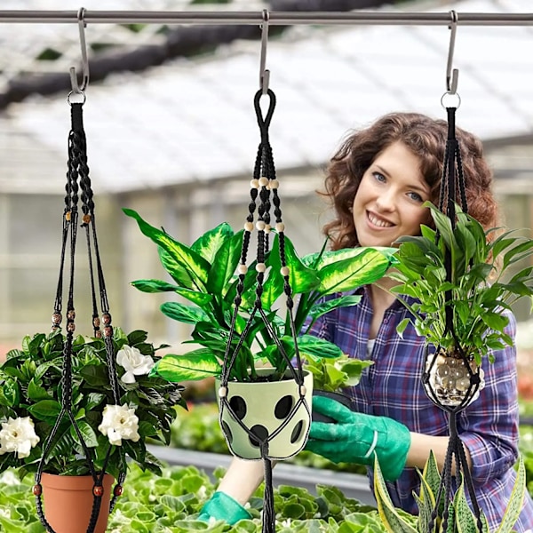 Macramé Håndlavet Planteophæng Kurve Blomsterpotteholder Balkon Hængende Dekoration Knyttet Løftetov Hjem Haveforsyninger 09A