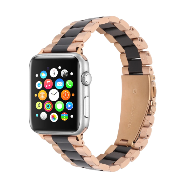 Armband i rostfritt stål för Apple watch 38mm 42mm Metal WatchBand 40mm 44mm Sportarmband för iWatch serie 7/6/SE/5/4/3/2 Rose gold black for 38mm 40mm 41mm