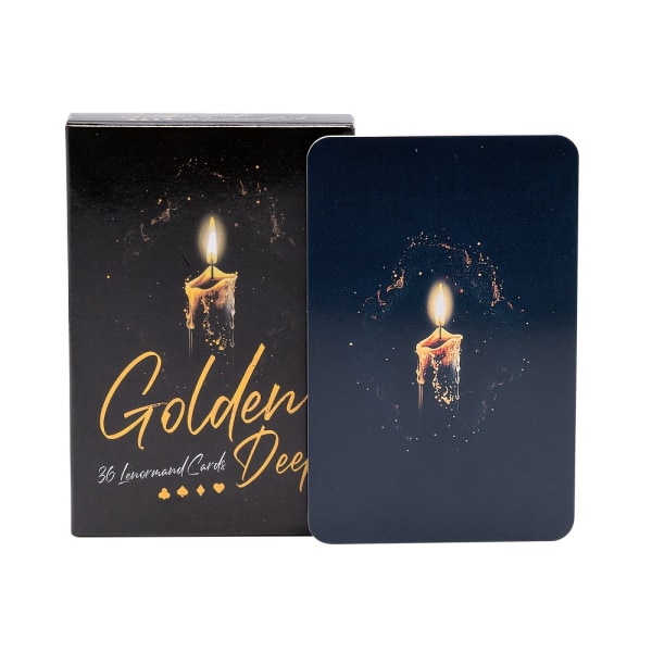 Divine Golden Deep Lenormand-kort med nyckelordskort, 36 kort i fickstorlek för festspådomsspel Oracle-kort 1pc