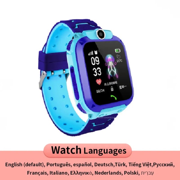 Barn Smart Watch Röstsamtal SOS IP67 Barn Smartwatch Kamera Simkort Monitor Tracker Plats Telefon Presenter Blue With Original Box