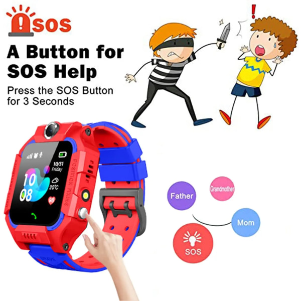 Watch Kan ringa skicka meddelande Ansluten mamma watch barn tjej IP67 Vattentät watch för barn Present Smartwatch för barn Waterproof  Red English Version