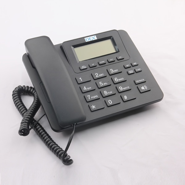 Fast set för hem/hotellrum/reception/kontor fast telefon, med DualMode DTMF/FSK-kompatibel Black