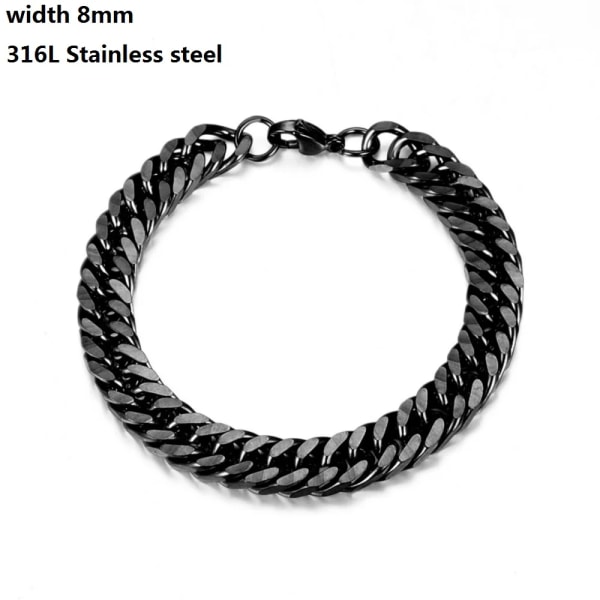 316L rostfritt stål kubansk kedja armband för män kvinnor Figaro Vintage Metal Viking Kpop Pulseras Emo Söt Lyx Smycken Present Stely 18 Length 17cm