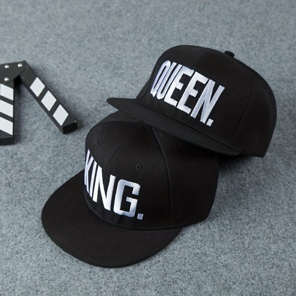 2st KING QUEEN broderad cap Unisex Hip Hop Snapback-hatt Enfärgad justerbar solhattar Kvinnor Män Huang KING