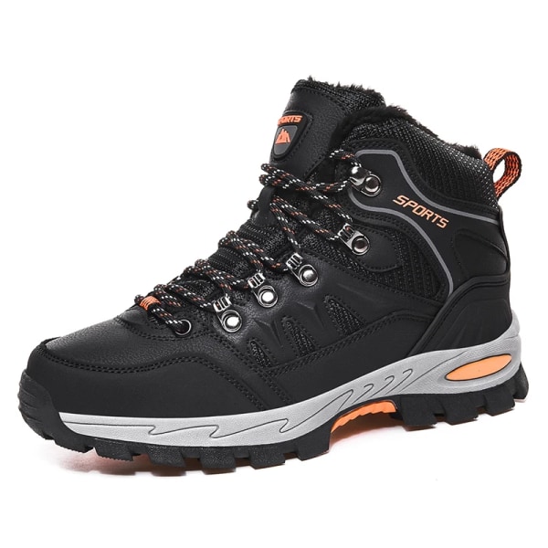 Vandringsskor för män Plyschfoder Håll värmen Vinter Basic Boots Outdoor Sneakers Unisex Plus Size 45 46 Klassisk design Promenadskor black 40
