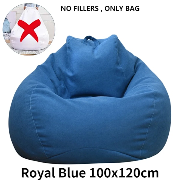 Stor sækkestol sofabetræk behagelig udendørs doven sækkestol sofaovertræk uden fyld og udskiftning af sofa inderfor Royal Blue 100x120cm