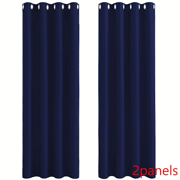 Grommet Solid Blackout -verhot Navy Blue-2Panels 132X160cm(WxL)