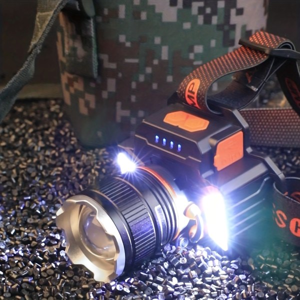 XHP50 Lamp Beads LED Pannlampa, High Power 18650 Batteri USB Uppladdningsbara induktionsstrålkastare för utomhusfiske