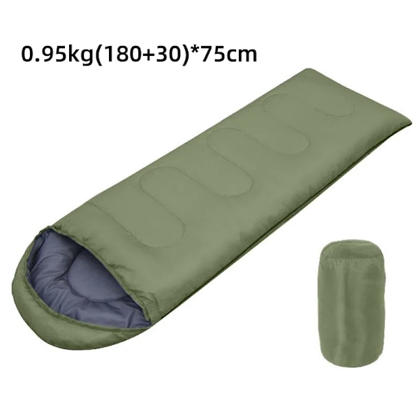 Camping sovsäck Lätt 4 säsonger varm kuvert ryggsäck utomhus ihålig bomull förtjockad vuxen green0.95kg