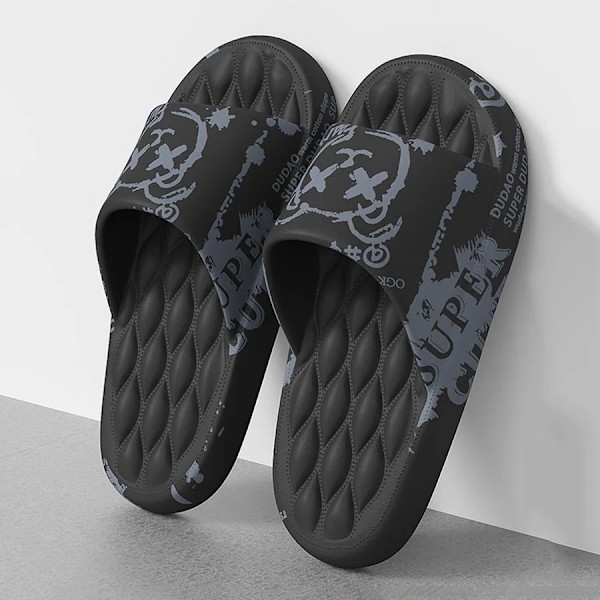 Bear Graffiti Skriv Ut Män Tofflor Hem Sandaler För Män Flip Flops Tjock Mjuk Eva Non-Slippers Kvinnor Tofflar Summer Beach Slipp Perfekt. WHITE 42-43(fit 41-42)