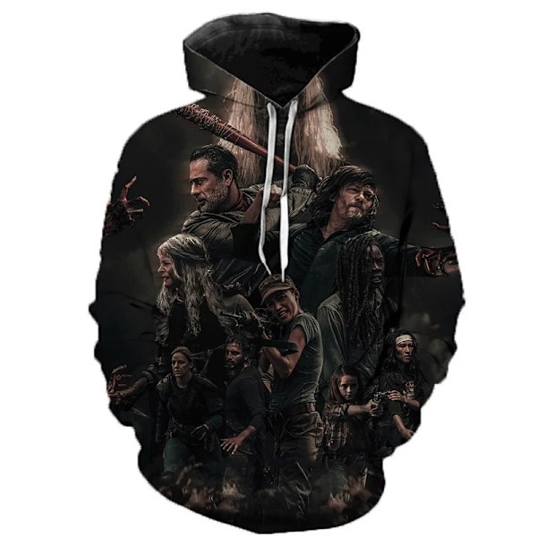 The Walking Dead Hoodies 3D Skræk Tv Drama Mænd Kvinder Overdimensionerede Halloween Pullover Hooded Sweatshirts Gade Tøj Tøj LMXQH2024175YT XL