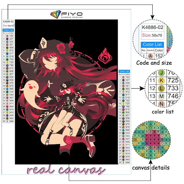 Diy 5D Diamant Målning Anime Genshin Impact Bild Mosaic Flicka Full Broderi Kors Stygn Kits Hem Konst Dekorare Innehåll BK8276 Round Drill 50x70cm