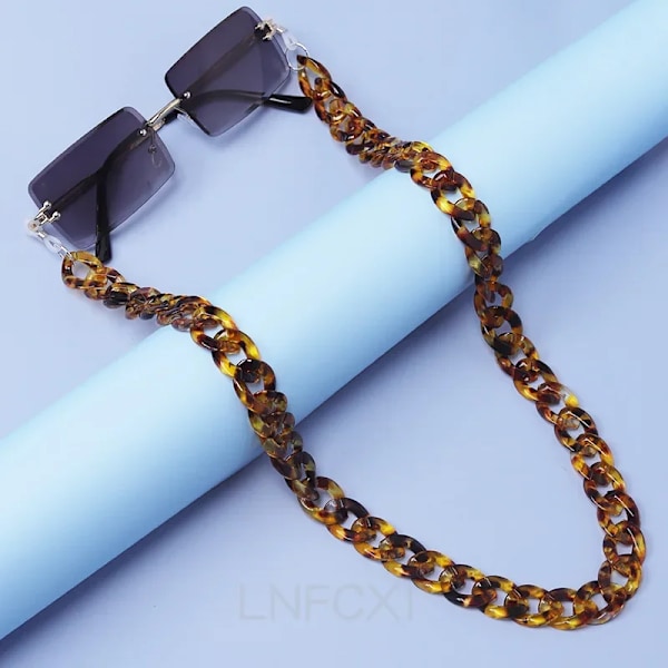 Lnfcxi Retro Akryl Brille Kæde Lanyards Matt Guld Farve Læsning Briller Hængende Halskæder Solbriller Kæde Rem S Leopard