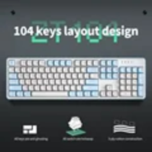 Furycube Zt104 Packning Konstruktion Mekanisk Tangentbord 104 Tangenter Kablar Band Tangentbord Typ C Usb Stöd Hot Swap L Med Speltangentbord För Spel Blue