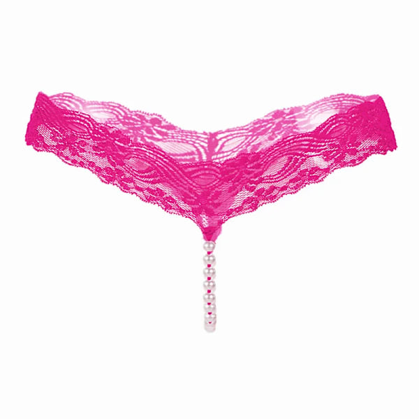 Sexigt Strå Spet Underkläder Kvinnor Tillbaka Bogbyxor Kvinnor G Sträng T-Back Thong Transparent Underkläder Sött Med Pärlar KL64 Rose One Size