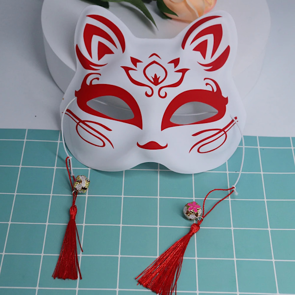 Kvinder Japansk Maske Halvt Ansigt Håndmalet Kat Ræv Maske Anime Demon Slayer Maskerade Halloween Festival Cosplay Rekvisit Antik STYLE 2