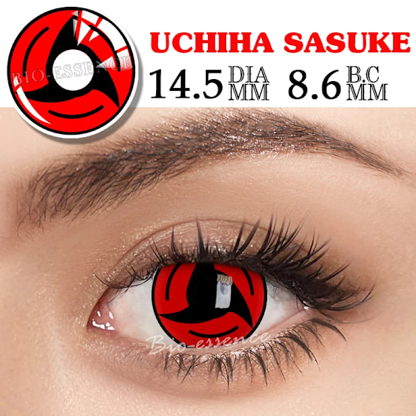 Bio-Essence 1 Par Halloween Röd Kontaktlinser För Ögon Cosplay Linser Anime Linse, Uchiha Sasuke Kakashi Linser Anime Cosplay. Sharingan Bladed 0