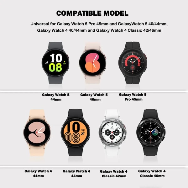 Case+ Rem för Samsung Galaxy Watch 5/4/4 Classic 44 mm 40 mm 46 42 mm Inga luckor Metallarmband Milanese Loop Galaxy Watch 5 Pro Band Black Watch 6 classic 43mm