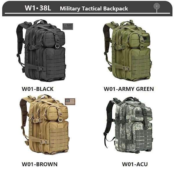 Taktisk Rygsæk 3 Dages Assault Pack Molle Taske 38/45L Stor Udendørs Vandtæt Vandring Camping Rejse 600D Rygsæk Mænd Fiskeri Y2 BROWN