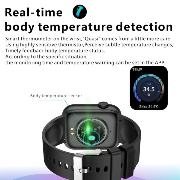 Vattentät Smart Watch för trådlös anrop (Ring/Svara samtal), Full Touch Sport Fitness SmartWatch för kvinnor och män Blue Al-alloy