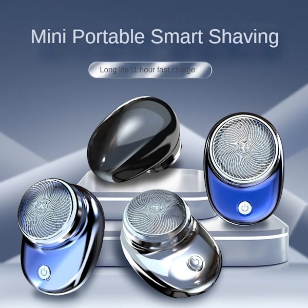 Electric Shaver Bärbar Mini Shaver Typ-C Snabbladdning Resor Version Män Bil Monterad Blad Vattentvätt Blue Ice