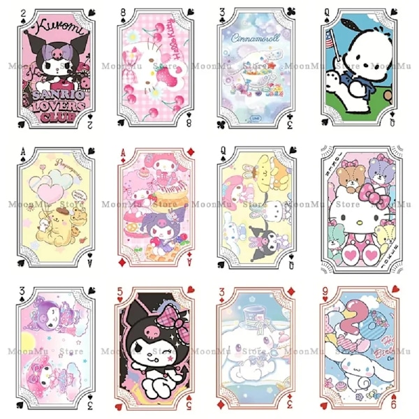 Sanrio Kuromi Spelkort Söt Cartoon Anime Kawaii Tryckt Spelkort Underhållningskort Leksaker för Pojkar och Flickor Presenter 54Pcs 1 Box D