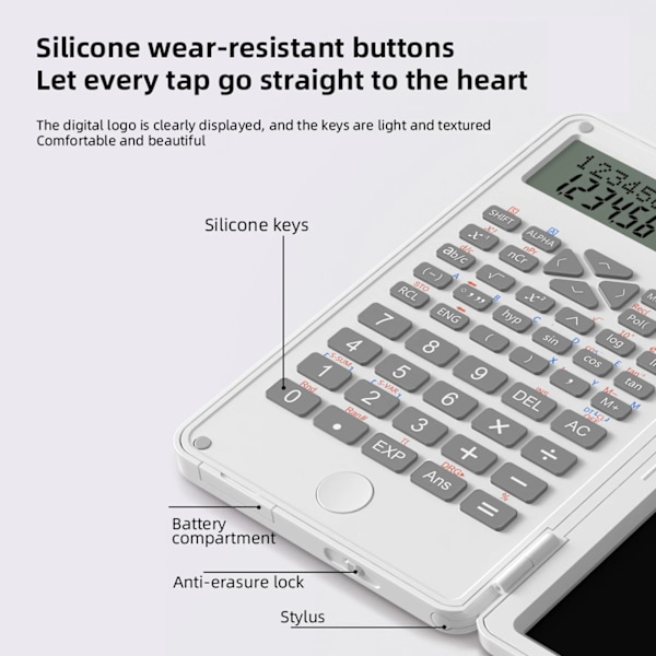 Vetenskaplig Räknemaskin Med Raderbar Skrivbord 2 Linje Lcd Display Vikbar Finansiell Math Calculator För Mellanhögskolan Blue