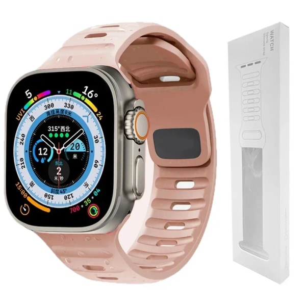 Silikonrem för Apple Watch Band 49mm 44mm 45mm 40mm 41mm 42mm 38mm Ultra 2 Sport Correa Armband iwatch Series 9 8 7 6 5 se pink-BOX10