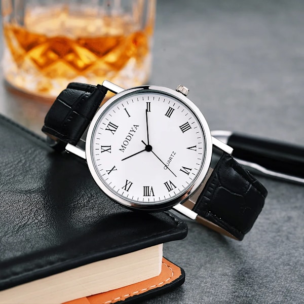 Mode Utsökt Läder Retro Strap Kvarts Män Och Kvinnor Lyx Klockor Högskontro Relogio Masculino Reloj Hombre Nytt 1-Black black