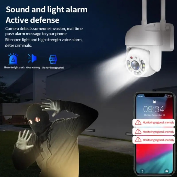 1080P 5G WIFI Övervakningskameror Utomhuskamera 360 Fullfärg Night Vision Motion Detect Auto Tracking Baby Monitor Ip-kamera UK Plug 1080P Add 64G Card