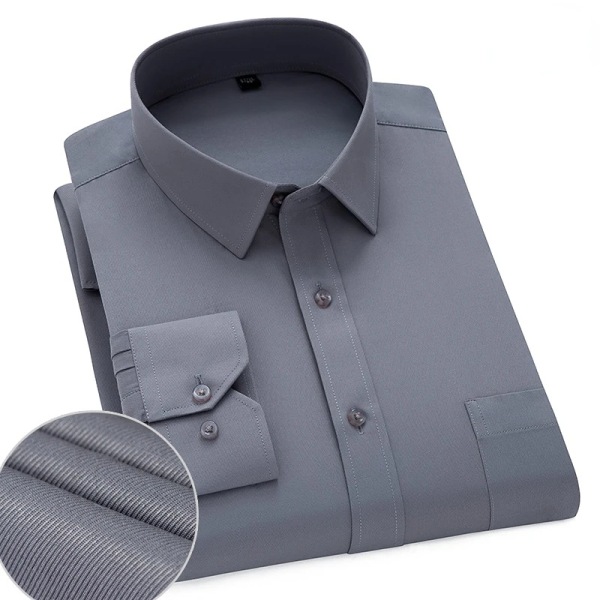 8XL Pure Color Office Formell Business Social Work Klassisk skjorta Långärmad skjorta för män Casual mäns vit klänning skjorta svart 1-146Gray twill 46