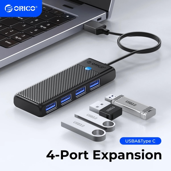 ORICO Hub av typ C Hub USB 3.0 delar med 4 portar Adapternav USB docka d'extension adaptateur OTG ultrahackad för tillbehör information PC 4 USB 3.0 15cm USB A CHINA