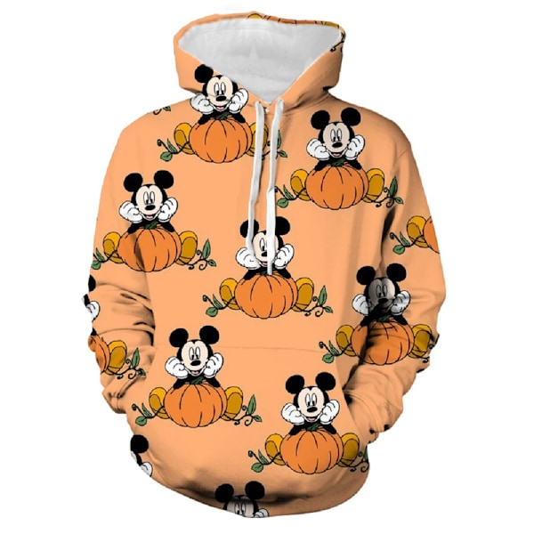 Disney Halloween Hoodie Höst Män Kvinnor Tecknade Mickey Stitch Tryckt Huva Kläder Mode Rock Med Hatt Casual Streetweare W14531 S