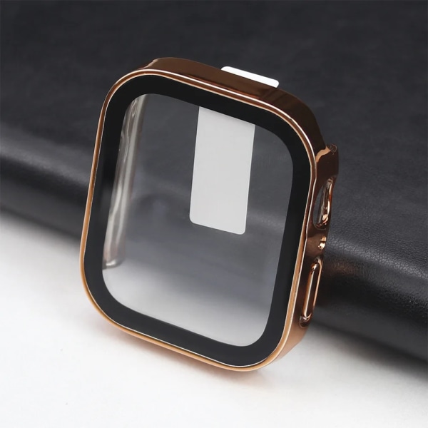 Glas+vattentätt case för Apple Watch 7 8 9 45mm 41mm Skärmskydd Hård PC Bumper för iWatch Series 6 5 4 SE 40mm 44mm Cover Rose Gold Series 4 5 6 SE 40mm