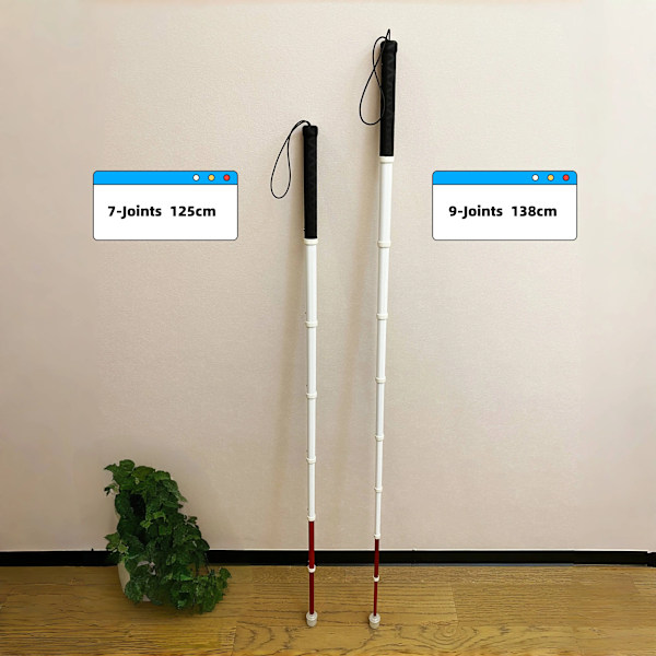 Titaaniretractable-kävelykeppi 30-125cm sokeille, teleskooppinen vaellussauva, kävelysauva, vanhuksille, vanhalle miehelle, pyörivällä kärjellä 4pcs 7-joints 125cm