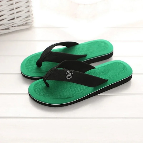 2024 Street Miesten Kesä Flip Flops Ranta Sandaalit Anti-Slip Sisä-Ulkokäyttöön Casual Tasaiset Kengät Laadukkaat Kotitossut Miehille Green 45 (insole 28cm)