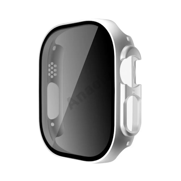 Anti-Spy-glas för Apple Watch Ultra 2 49 mm, Fall 40 44 mm 45 mm, privat HD-skärmskydd Bumper iWatch 9 8 7 Se 6 härdad film. Silver 45mm-Series 9 8 7