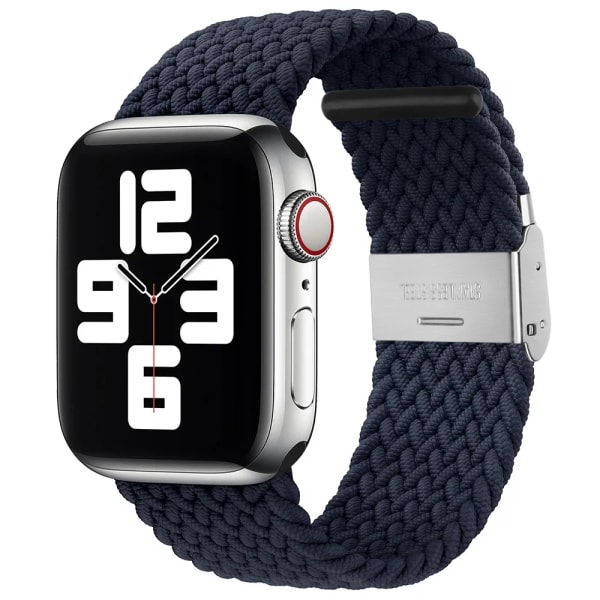 Flätad Solo Loop För Apple Watch ultraband 49mm 45mm-40-41mm-44mm Nylon Elastiskt armband iWatch series 9 8 se 6 7 5 4 3 band Charcoal 15 38mm or 40mm 41MM