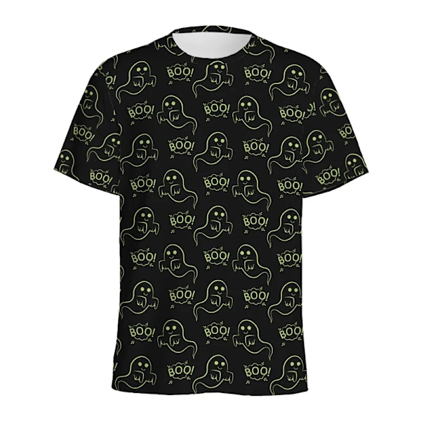 Halloween Ghost 3D Tryckt T-paita Miehille Naisille Sarjakuva Kuvio T-paita Topit Löysät Lyhyet Hihat Lapset Pyöreä Kaula Tee-paidat Tshirt-ZXA52714 XXL