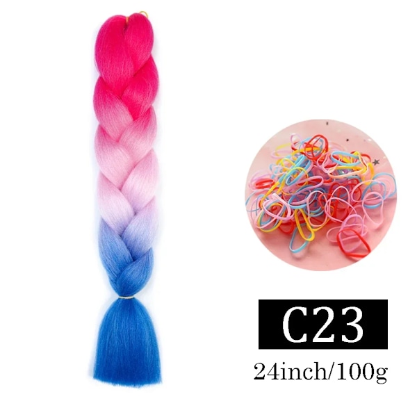 24 tum Jumbo Flätor Extensions Syntetiskt Fläthår Afro Ombre Färg Kanekalon Hår För Barn Fläta C23 24inches