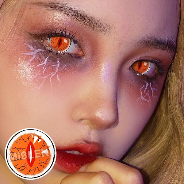 Bio-Essens 2St Halloween Cosplay Kontaktlinser Rosa Röda Linser Multi-Färgade Lense Anime Cosplay Lenses Mode Lins Kibutsuji Muzan 0