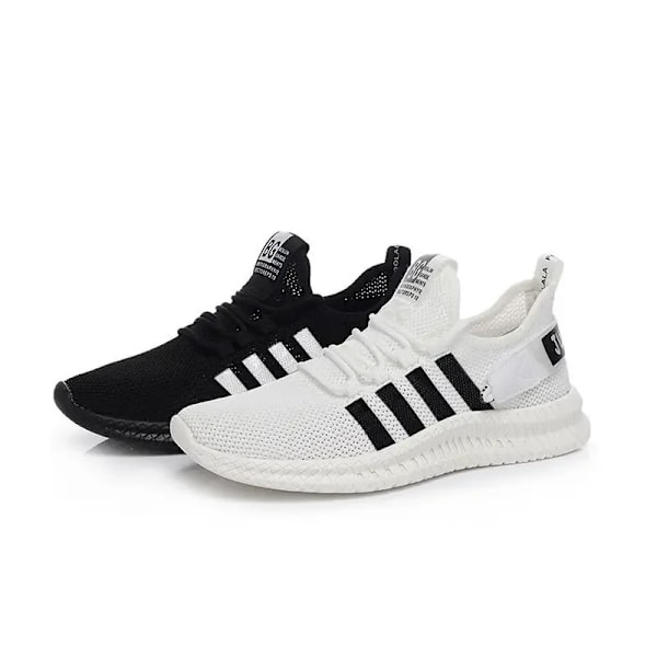 Mäns Vulcanize Skor Luft Mesh Andningsbart Lätt Gång Sneakers Sneakers Gym Sport Skor Manlig Tränare Chaus Säker Home WHITE 44