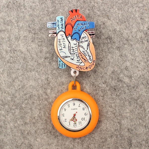 Cartoon Health Heart Style Doctor Nurse Stretchable Pocket Watch Retractable And With Clip For Men And Women Blue