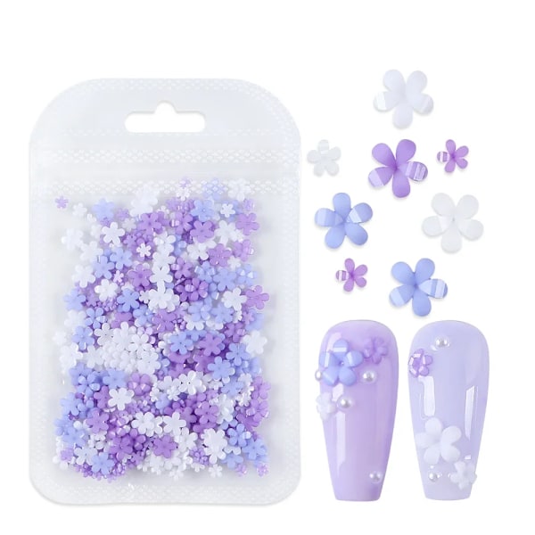 30 stk Kawaii Blomst 3D Neglekunst Charms Transparent Gelé Mini Blomster Rhinestone Dekoration DIY Designs Sommer Manicure Dele D-HSYKLH2