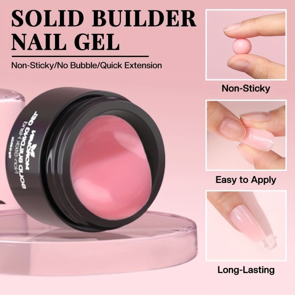 Nail Gel Kit - 5 Färger Hård Gel För Naglar Solid Gel Builder Sculpting Gel Non-Stick Styling Gel Nail Extension Kit Med 3D Silikon Stencil Penna För 5 Colors