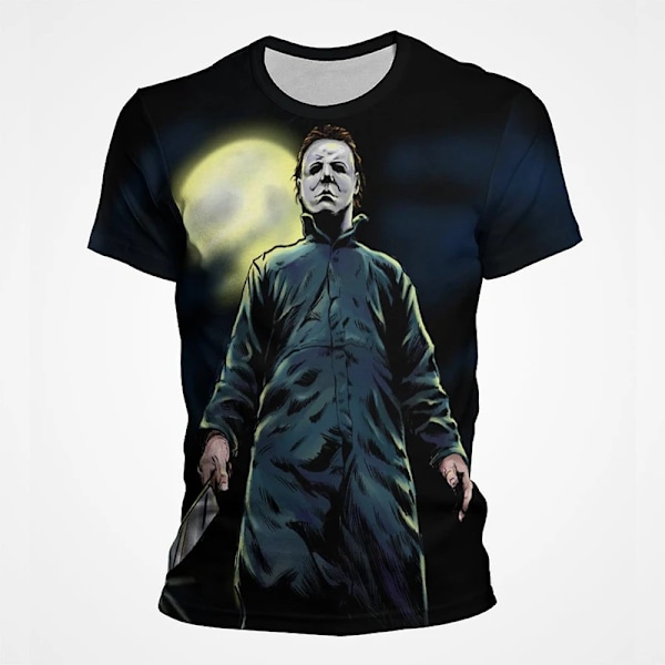 Halloween T-paidat Kauhuelokuva 3D Tulosta Michael Myers Pelottava Katumuoti Miehet Naiset Cool Muoti Ylisuuri T-paita Ki Tees Toppi ETF3B202321113 M