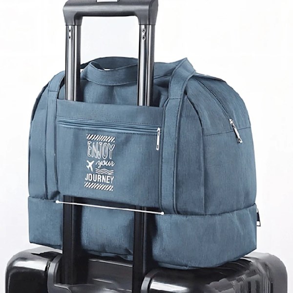 Stor Kapacitet Mode Rejsetaske Til Unisex Weekend Ensfarvet Håndtaske Vådt Og Tørt Adskillelse Rejse Håndbagage Navy blue L